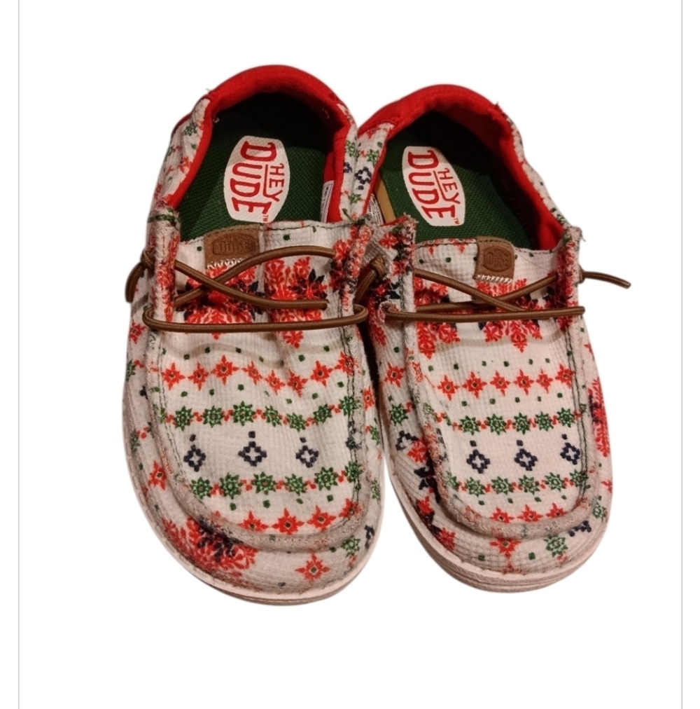 Hey Dude Kids Moccasins Chrisman - Red and Cream Floral